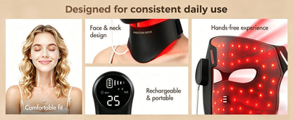 Red Light Therapy LED Face Mask with Neck