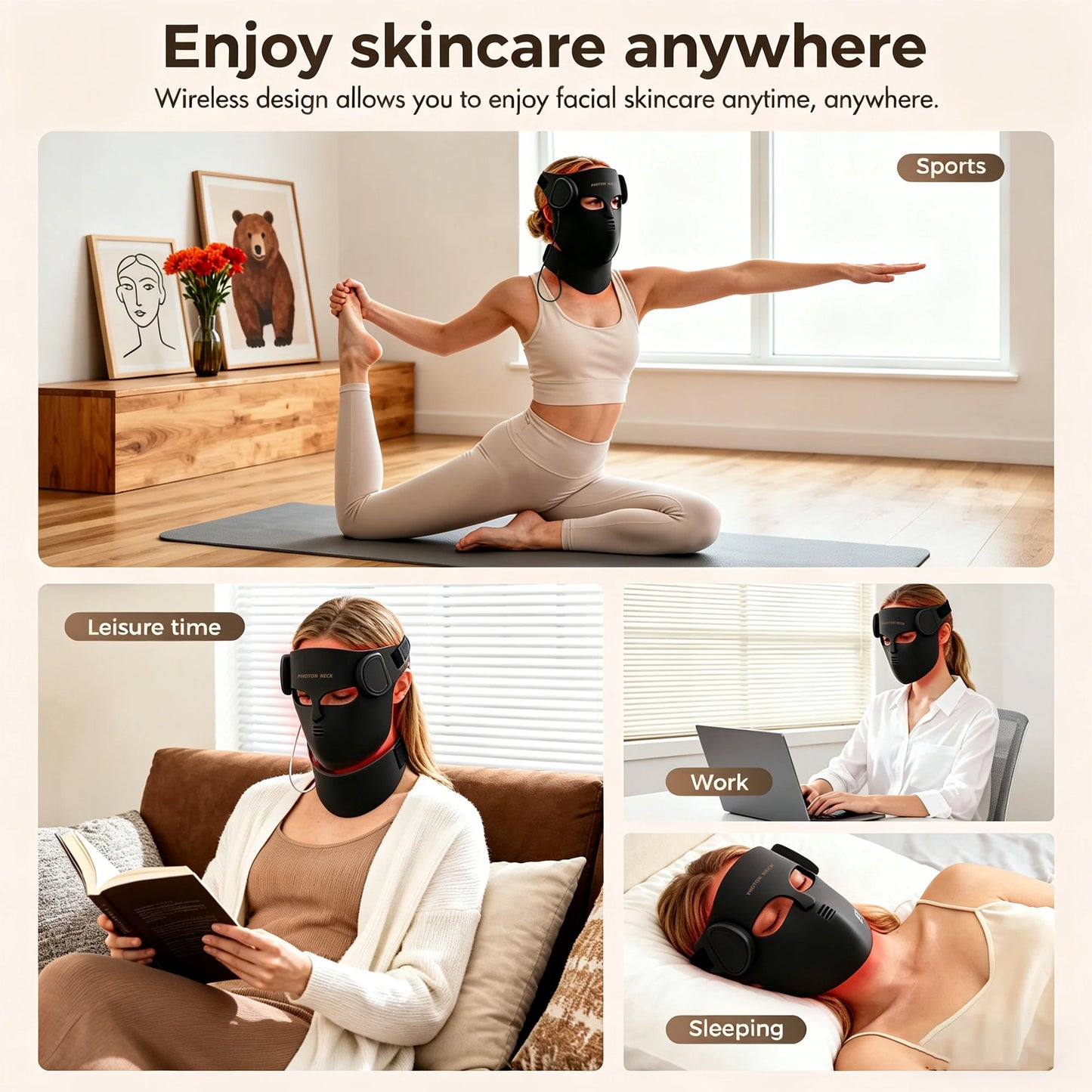 Red Light Therapy LED Face Mask with Neck